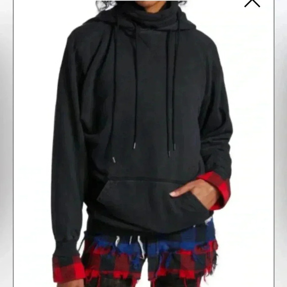 NWT R13 Mask-Up Fleece Hoodie Sweatshirt Acid Black S - Picture 2 of 8